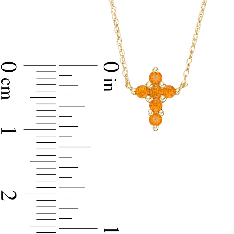 Main Image 2 of Citrine Mini Cross Necklace in 10K Gold