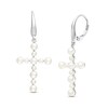 Thumbnail Image 1 of 2.5-3.5mm Freshwater Cultured Pearl Cross Drop Earrings in 10K White Gold