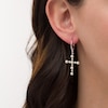 Thumbnail Image 2 of 2.5-3.5mm Freshwater Cultured Pearl Cross Drop Earrings in 10K White Gold