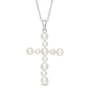 Thumbnail Image 1 of 3.0-4.0mm Freshwater Cultured Pearl Cross Pendant in 10K White Gold