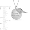 Thumbnail Image 1 of Engravable "Forever in my heart" Your Own Handwriting and Angel Wing Charm Disc Pendant in Sterling Silver (1 Image and 2 Lines)