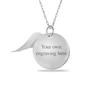 Thumbnail Image 2 of Engravable "Forever in my heart" Your Own Handwriting and Angel Wing Charm Disc Pendant in Sterling Silver (1 Image and 2 Lines)