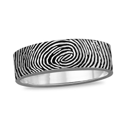 6.0mm Engravable Print Comfort-Fit Wedding Band in Sterling Silver (1 Image and Line)