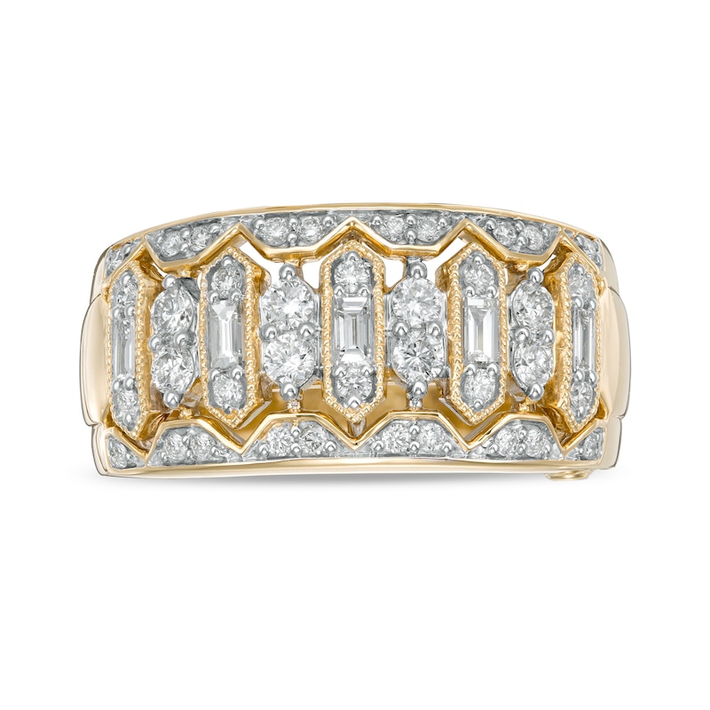 Main Image 1 of Marilyn Monroe™ Collection 5/8 CT. T.W. Baguette and Round Diamond Vintage-Style Anniversary Band in 14K Gold