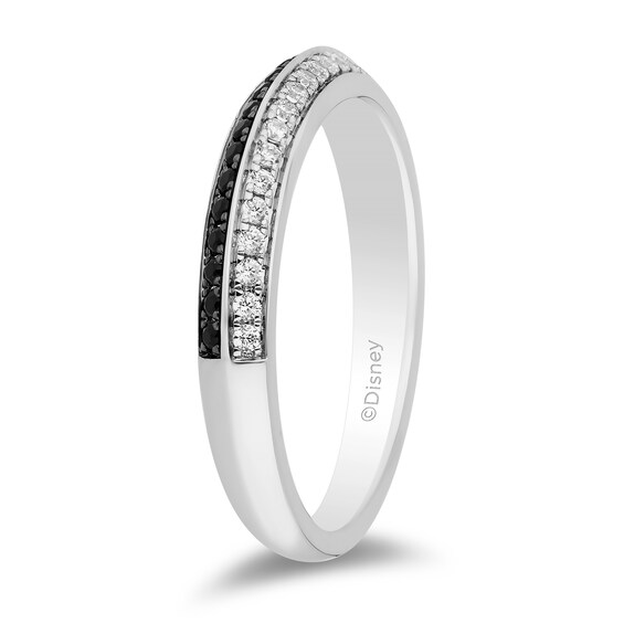 Enchanted Disney Villains Cruella De Vil 1/3 CT. T.w. Black Enhanced and White Diamond Band in 14K White Gold