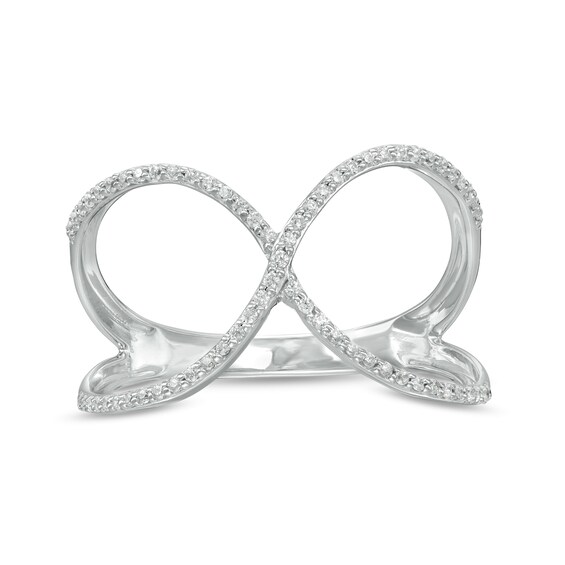 1/5 CT. T.w. Diamond Crossover Split Shank Ring in 10K White Gold
