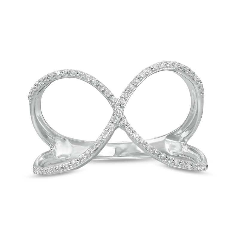 Main Image 1 of 1/5 CT. T.W. Diamond Crossover Split Shank Ring in 10K White Gold