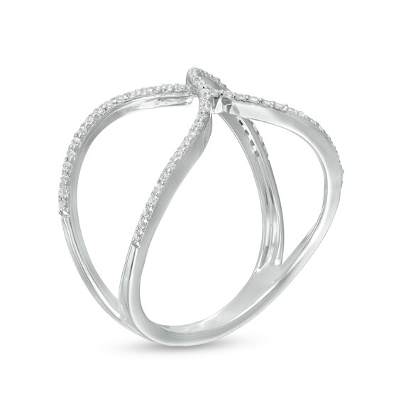 1/5 CT. T.w. Diamond Crossover Split Shank Ring in 10K White Gold