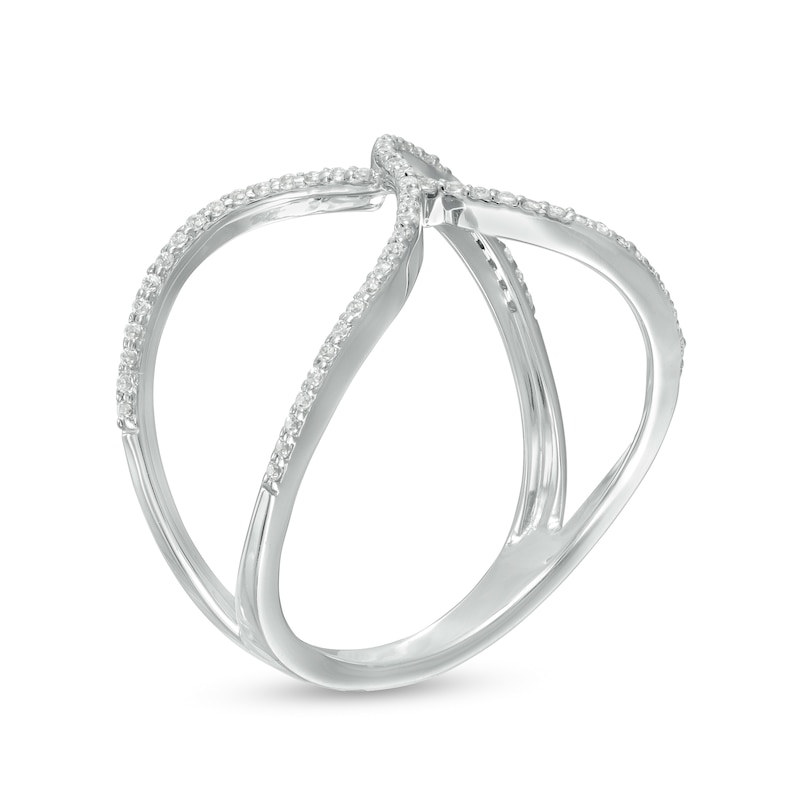 Main Image 3 of 1/5 CT. T.W. Diamond Crossover Split Shank Ring in 10K White Gold