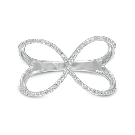 1/5 CT. T.w. Diamond Crossover Split Shank Ring in 10K White Gold