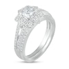 Thumbnail Image 2 of 3/4 CT. T.W. Princess-Cut Diamond Flower Frame Vintage-Style Bridal Set in 10K White Gold