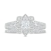 Thumbnail Image 2 of 3/4 CT. T.W. Princess-Cut Diamond Flower Frame Vintage-Style Bridal Set in 10K White Gold