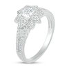 Thumbnail Image 5 of 3/4 CT. T.W. Princess-Cut Diamond Flower Frame Vintage-Style Bridal Set in 10K White Gold