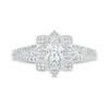 Thumbnail Image 7 of 3/4 CT. T.W. Princess-Cut Diamond Flower Frame Vintage-Style Bridal Set in 10K White Gold