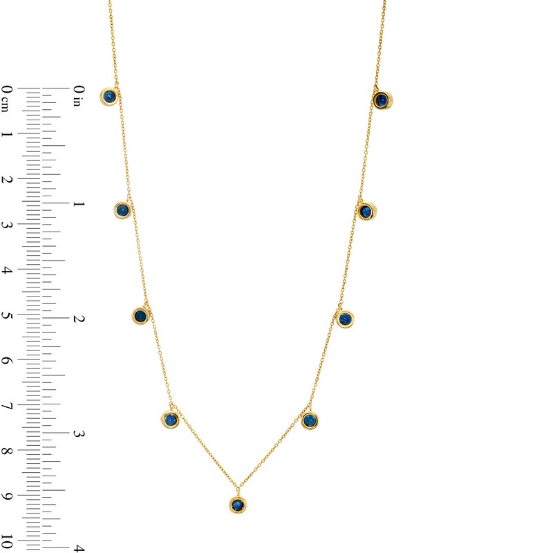 Main Image 4 of 3.0mm Blue Sapphire Bezel-Set Nine Stone Station Necklace in 10K Gold