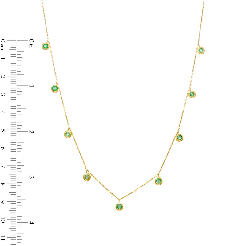 Main Image 3 of 3.0mm Emerald Bezel-Set Nine Stone Station Necklace in 10K Gold