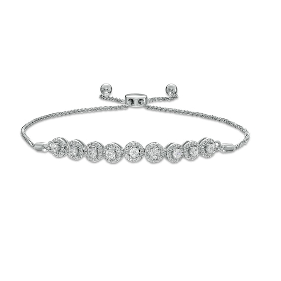 Zales Private Collection 1 CT. T.w. Certified Diamond Frame Bolo Bracelet in 14K Two-Tone Gold (F/I2) â 9.5"