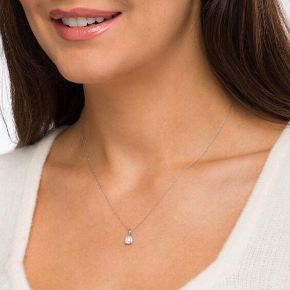 1/6 CT. T.w. Baguette and Round Diamond Frame Pendant in 10K White Gold