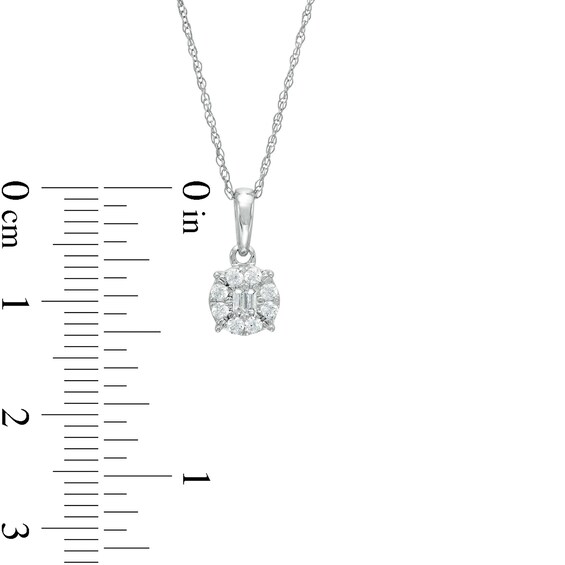 1/6 CT. T.w. Baguette and Round Diamond Frame Pendant in 10K White Gold