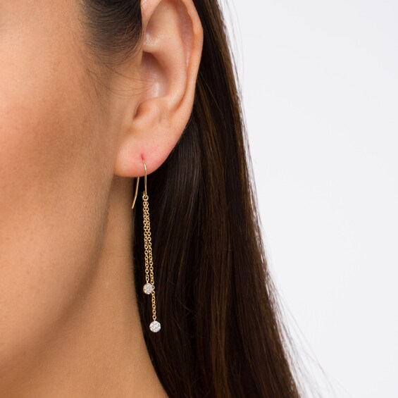 1/6 CT. T.w. Diamond Circle Drop Earrings in 10K Gold
