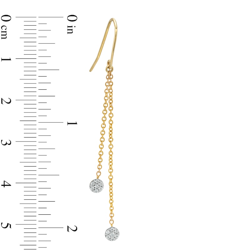 Main Image 3 of 1/6 CT. T.W. Diamond Circle Drop Earrings in 10K Gold