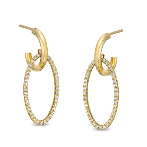 1/3 CT. T.w. Diamond Oval Drop Earrings in 10K Gold