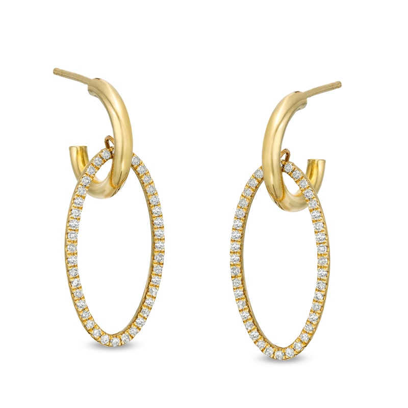 Main Image 1 of 1/3 CT. T.W. Diamond Oval Drop Earrings in 10K Gold