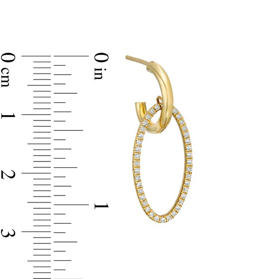 1/3 CT. T.w. Diamond Oval Drop Earrings in 10K Gold