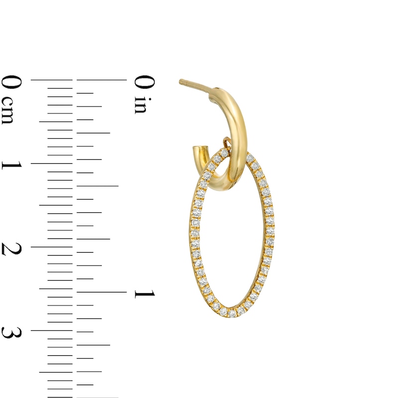 Main Image 3 of 1/3 CT. T.W. Diamond Oval Drop Earrings in 10K Gold