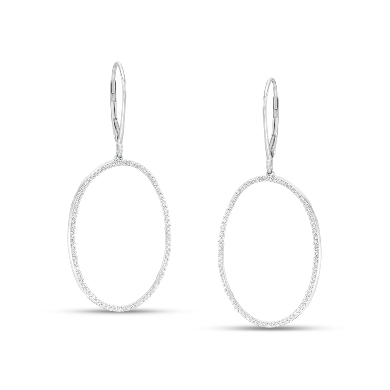 Main Image 1 of 1/2 CT. T.W. Diamond Oval Drop Earrings in 10K White Gold
