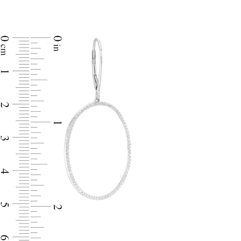 Main Image 3 of 1/2 CT. T.W. Diamond Oval Drop Earrings in 10K White Gold