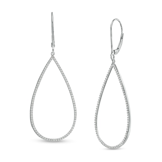 1/2 CT. T.w. Diamond Teardrop-Shaped Drop Earrings in 10K White Gold