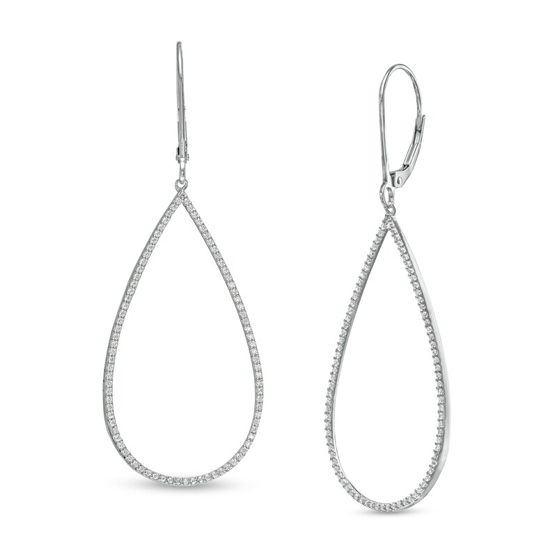 Main Image 1 of 1/2 CT. T.W. Diamond Teardrop-Shaped Drop Earrings in 10K White Gold