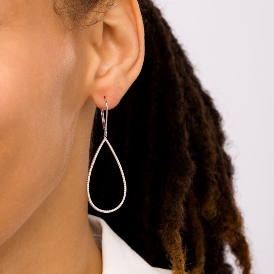 1/2 CT. T.w. Diamond Teardrop-Shaped Drop Earrings in 10K White Gold