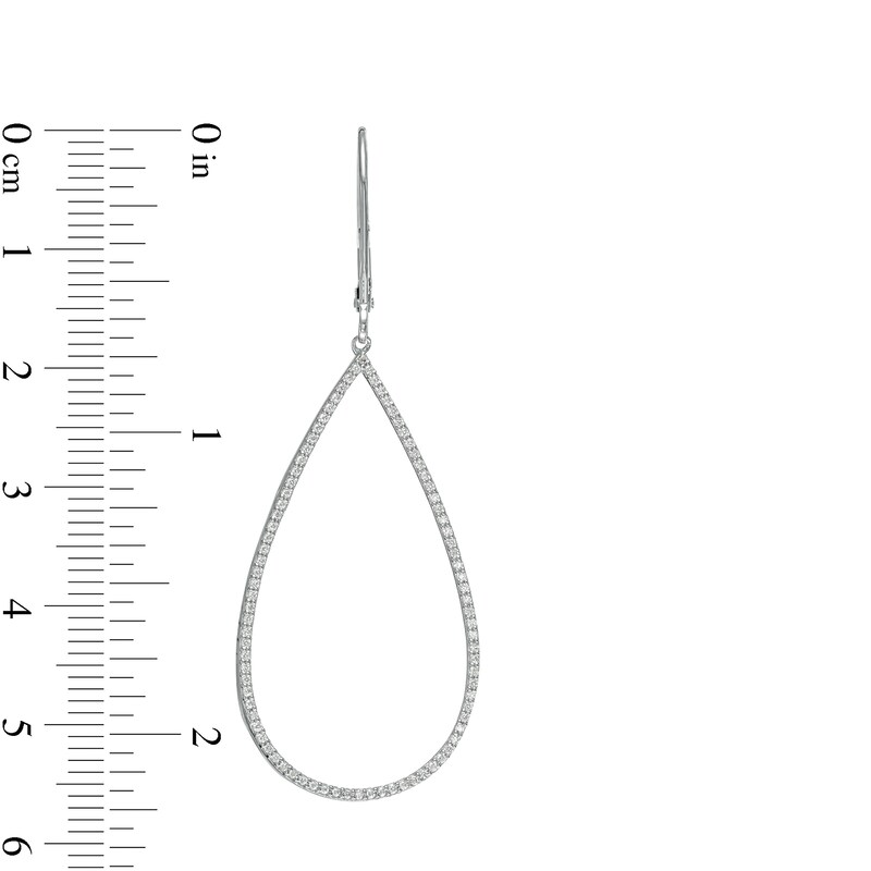 Main Image 3 of 1/2 CT. T.W. Diamond Teardrop-Shaped Drop Earrings in 10K White Gold