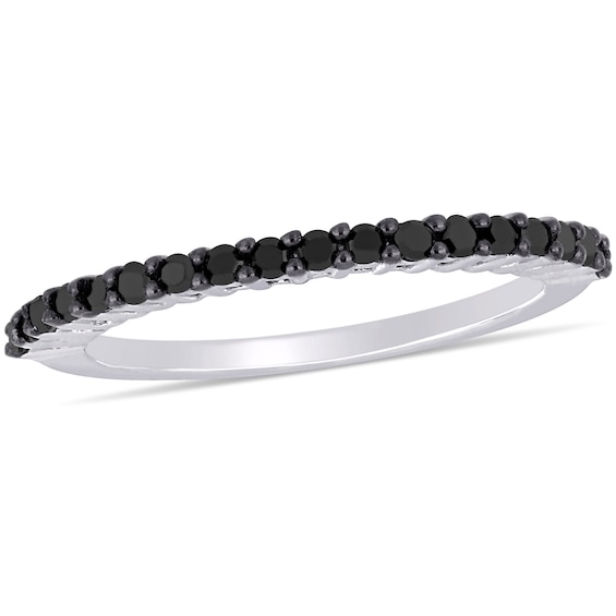 1/5 CT. T.w. Black Enhanced Diamond Anniversary Band in 10K White Gold