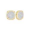 Thumbnail Image 0 of Men's 1/4 CT. T.W. Multi-Diamond Beaded Cushion-Shaped Clover Frame Stud Earrings in 10K Gold