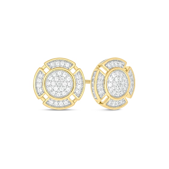 1/3 CT. T.w. Multi-Diamond Rounded Clover Frame Stud Earrings in 10K Gold