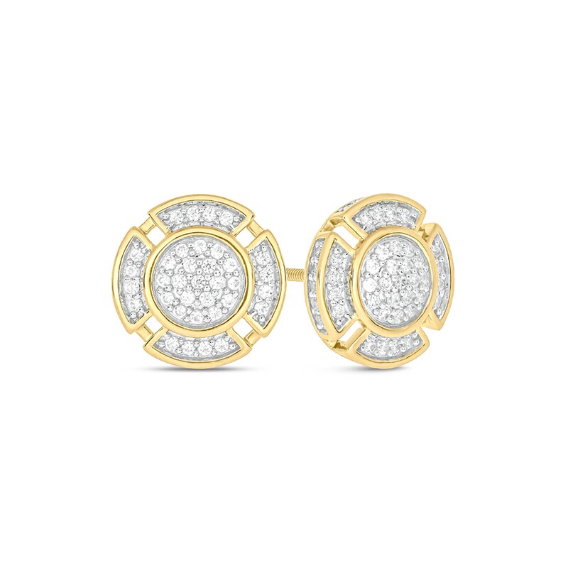 Main Image 1 of 1/3 CT. T.W. Multi-Diamond Rounded Clover Frame Stud Earrings in 10K Gold
