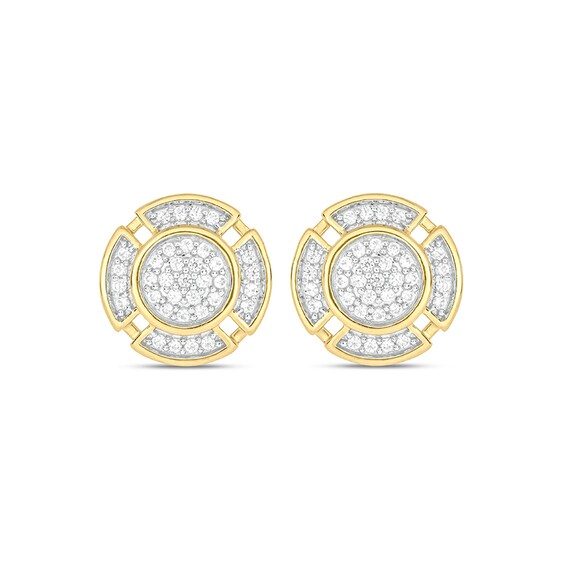 1/3 CT. T.w. Multi-Diamond Rounded Clover Frame Stud Earrings in 10K Gold