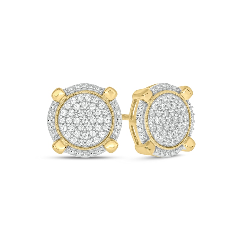 Main Image 1 of 1/4 CT. T.W. Multi-Diamond Frame Vintage-Style Compass Stud Earrings in 10K Gold