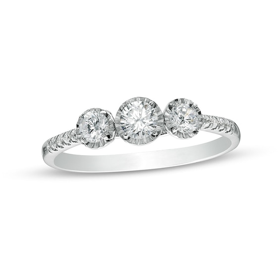 1/2 CT. T.w. Diamond Past Present FutureÂ® Engagement Ring in 10K White Gold