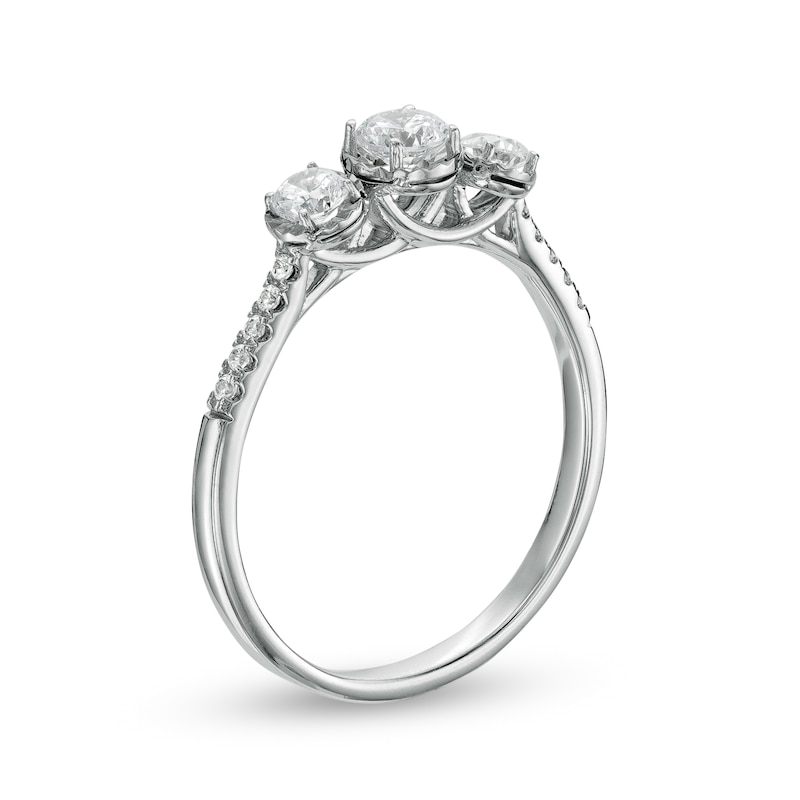 Main Image 3 of 1/2 CT. T.W. Diamond Past Present Future® Engagement Ring in 10K White Gold