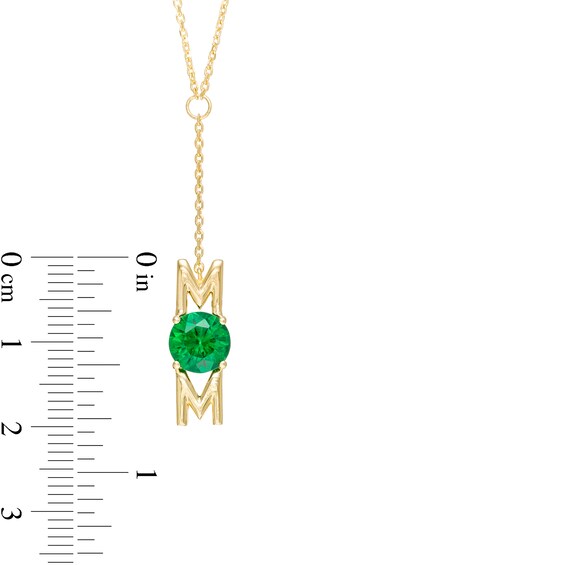 7.0mm Lab-Created Emerald Mom "Y" Necklace in Sterling Silver with 14K Gold Plate - 18.5