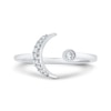 Thumbnail Image 1 of 1/10 CT. T.W. Diamond Crescent Moon Open Ring in 10K White Gold