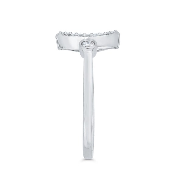 1/10 CT. T.w. Diamond Crescent Moon Open Ring in 10K White Gold
