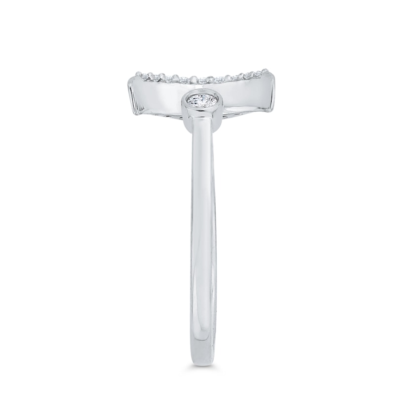 Main Image 3 of 1/10 CT. T.W. Diamond Crescent Moon Open Ring in 10K White Gold