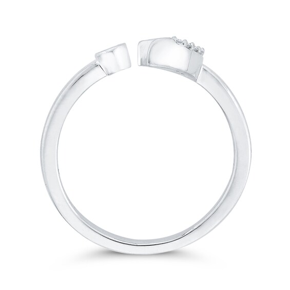 1/10 CT. T.w. Diamond Crescent Moon Open Ring in 10K White Gold