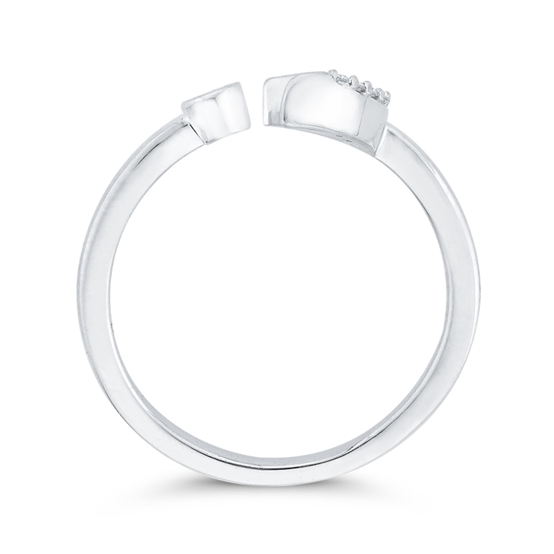 Main Image 4 of 1/10 CT. T.W. Diamond Crescent Moon Open Ring in 10K White Gold
