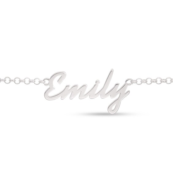 Cursive Name Anklet in Sterling Silver (1 Line) - 10"